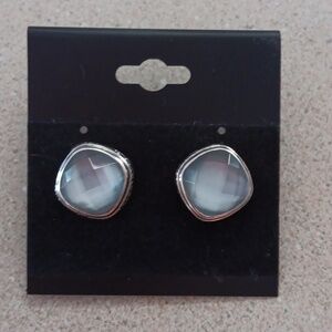 Smokey Gray Light Blue Faceted Silver Earrings